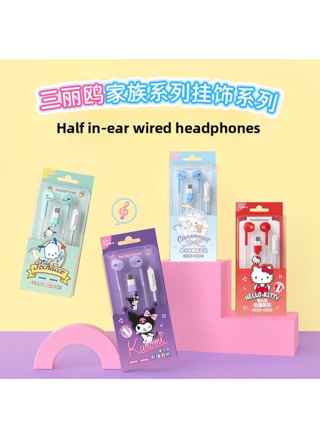 HelloKitty Wired Headset Half In-Ear Typec Interface High Sound Quality For AppleFor HuaweiFor Xiaomi15Pro-Color:Pacha Dog  - Image 2