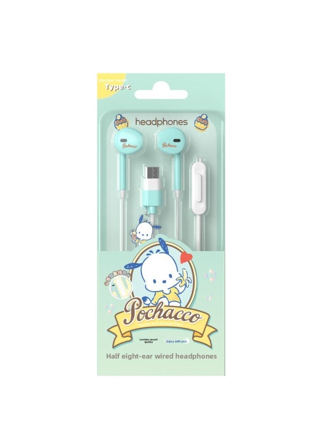 HelloKitty Wired Headset Half In-Ear Typec Interface High Sound Quality For AppleFor HuaweiFor Xiaomi15Pro-Color:Pacha Dog  - Image 1