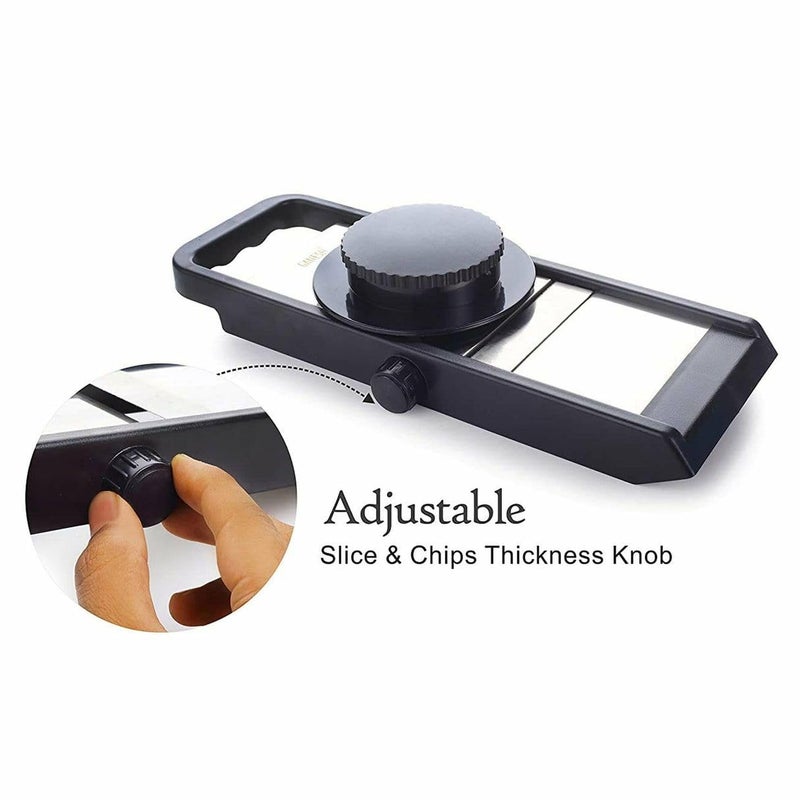HELIMIX Mandolines Adjustable Slicer for Cutiing Potatos Fruits Vegetable Slices Different Slices Thickness Cutting Holder Used for MultiPurpose - Image 3