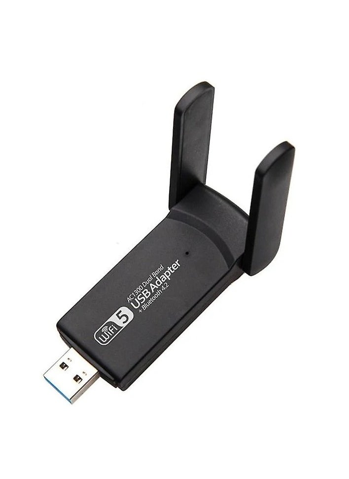 Generic USB WiFi Adapter 1300Mbps Dual Band 5G/2.4G,5g dongle for PC,Wireless Network External Receiver,Dual 5dBi Wifi Dongle for Desktop Laptop PC  - Image 2