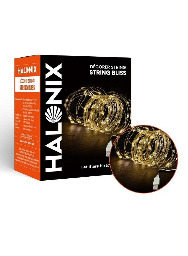 Halonix ضوء هالونيكس بليس للأرز | ضوء زخرفي | ضوء خيالي | يعمل بالطاقة USB | ضوء خيط | ضوء ديوالي | أبيض دافئ | عبوة 1 | أضواء ديوالي للزينة في المنزل