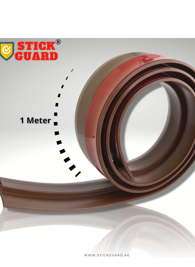 Generic - StickGuard Door Seal Strip for Blocking Bugs, Air, Dust - Self Adhesive, Silicone Door Draft Stoppers for Bottom of Door - Soundproof, Weather Stripping - Under the Door Draft Guard - 1 Meter (Brown) - Image 1