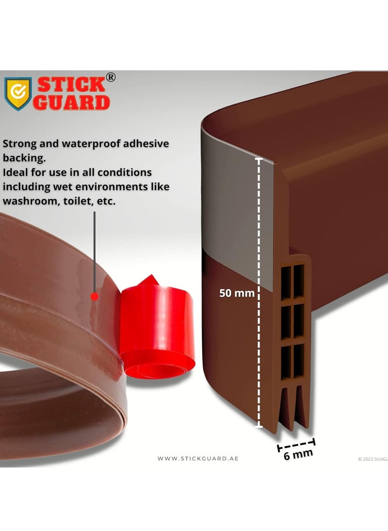 Generic - StickGuard Door Seal Strip for Blocking Bugs, Air, Dust - Self Adhesive, Silicone Door Draft Stoppers for Bottom of Door - Soundproof, Weather Stripping - Under the Door Draft Guard - 1 Meter (Brown) - Image 1