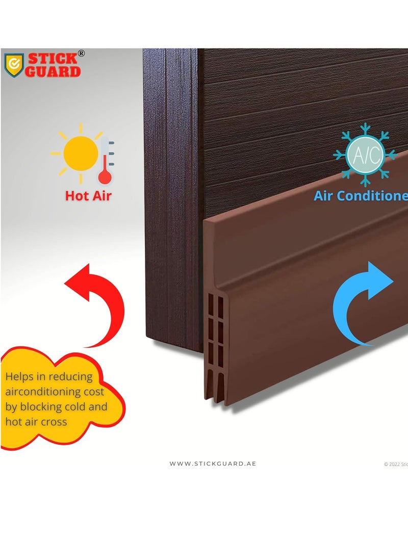 Generic - StickGuard Door Seal Strip for Blocking Bugs, Air, Dust - Self Adhesive, Silicone Door Draft Stoppers for Bottom of Door - Soundproof, Weather Stripping - Under the Door Draft Guard - 1 Meter (Brown) - Image 1