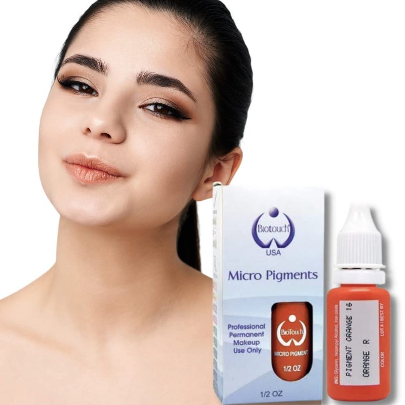 BIOTOUCH Micropigment ORANGE Pigment Color Permanent Eyebrow Makeup Microblading Eyebrow Shading Micropigmentation Cosmetic Tattoo Ink Lip Eyeliner Ombre Feathering Hair Stroke LARGE Bottle 15ml - Image 3
