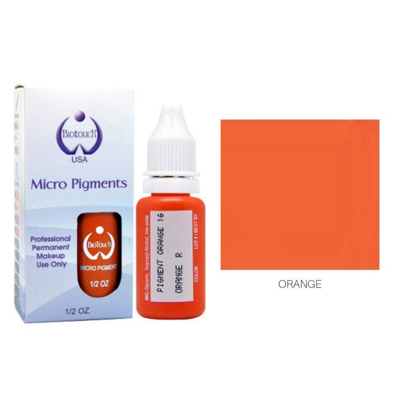 BIOTOUCH Micropigment ORANGE Pigment Color Permanent Eyebrow Makeup Microblading Eyebrow Shading Micropigmentation Cosmetic Tattoo Ink Lip Eyeliner Ombre Feathering Hair Stroke LARGE Bottle 15ml - Image 1