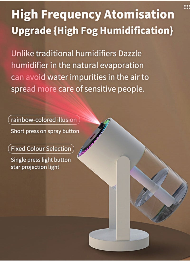 HEROCKX - Humidifier USB Powered with Starry Sky Projection Timer Function for 6-8 Hours Auto Shut-off and Colorful Lighting Design Ideal for Bedroom Car and Office (white) - Image 1