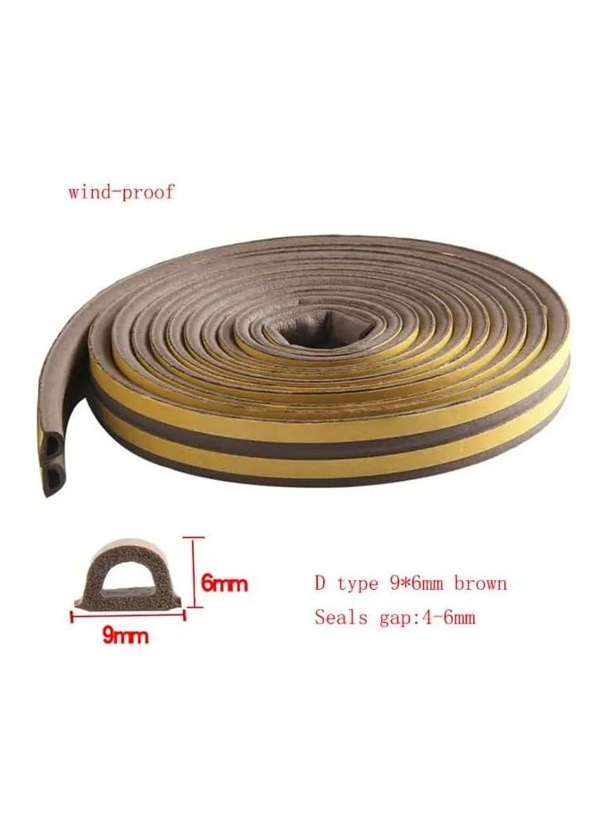 SYKON Door Weather Stripping Door Seal Strip, self-adhesive Rubber Door Insulation Weather Strip For Window And Door Soundproofing D Shape,weatherstripping For Door Frame Gap Blocker 5 Meter (Brown)  - Image 2