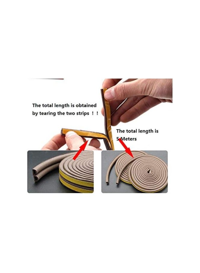 SYKON Door Weather Stripping Door Seal Strip, self-adhesive Rubber Door Insulation Weather Strip For Window And Door Soundproofing D Shape,weatherstripping For Door Frame Gap Blocker 5 Meter (Brown)  - Image 3