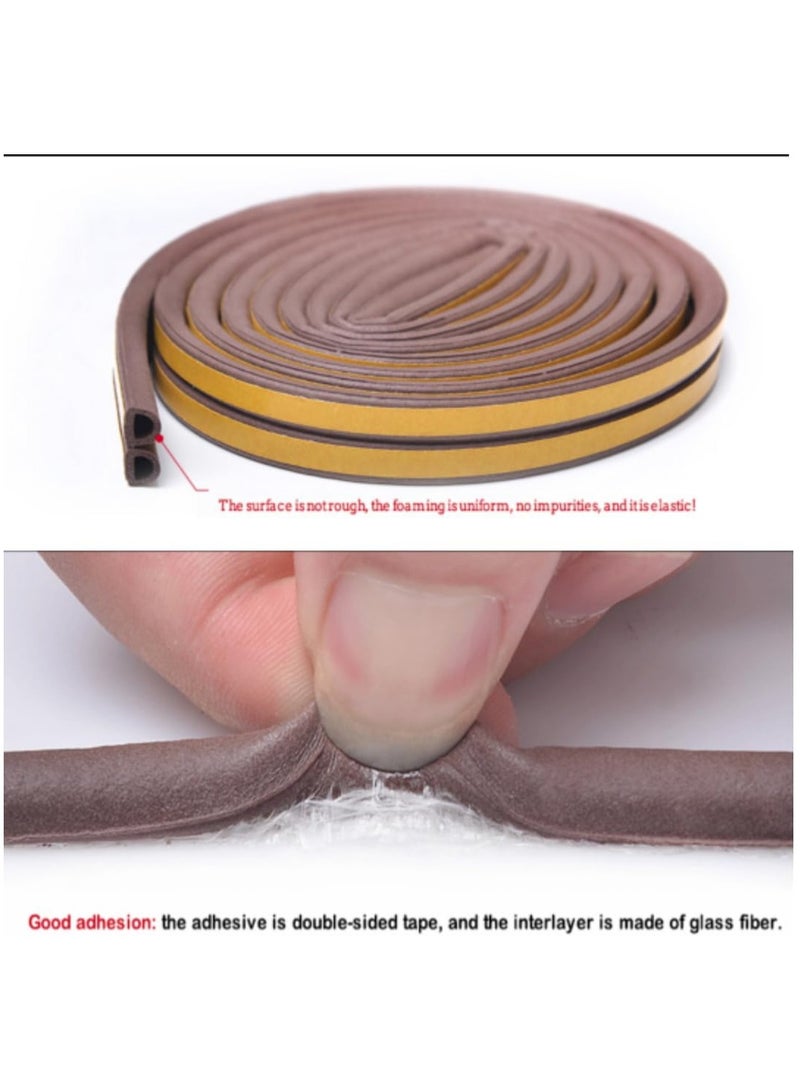 SYKON Door Weather Stripping Door Seal Strip, self-adhesive Rubber Door Insulation Weather Strip For Window And Door Soundproofing D Shape,weatherstripping For Door Frame Gap Blocker 5 Meter (Brown)  - Image 4