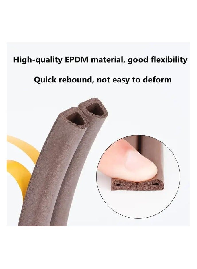 SYKON Door Weather Stripping Door Seal Strip, self-adhesive Rubber Door Insulation Weather Strip For Window And Door Soundproofing D Shape,weatherstripping For Door Frame Gap Blocker 5 Meter (Brown)  - Image 5