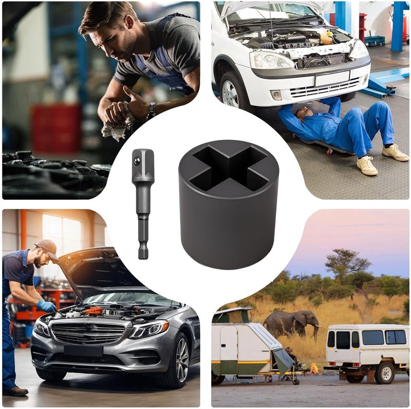 Drill to Trailer Jack Adapter - Steel Scissor Connector, Reinforced Operated Attachment, Compact Vehicle Lifting Tool, Strong Support for RV Camper Setup | Long Trip Leveling Home Garage Outdoors - Image 5