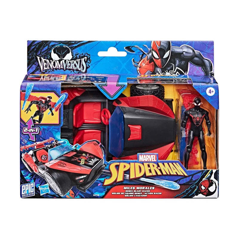 Marvel Spider-Man Venom Versus Miles Morales Web Blaster & Racer 2-in-1 Vehicle Playset - Image 1