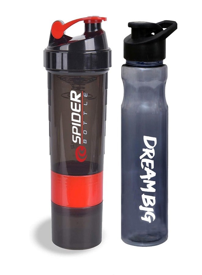 TRUE INDIAN 2024 New Shaker Bottle Special Combo Pack Buy 1 get 1 Free Sport Gym Shaker and Sipper Bottle/Protein Shaker/Gym and Water Bottle Pack of 2 Combo(1 Gym Shaker + 1 Sipper) - Image 1