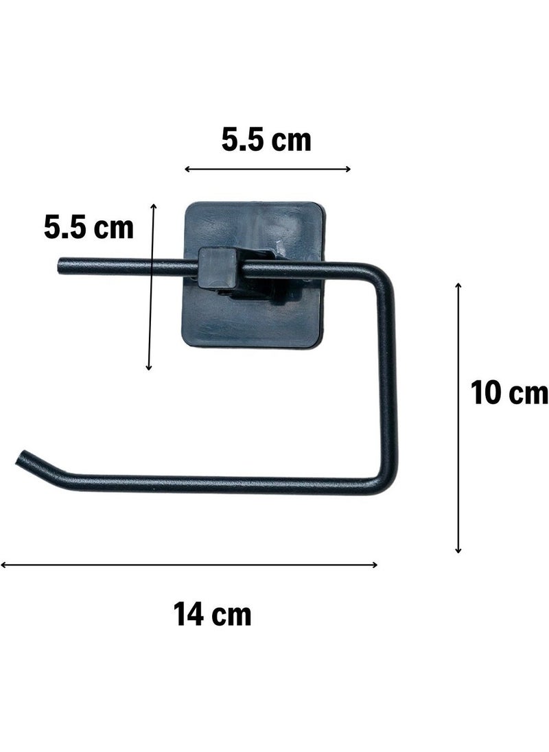 Buffer - Self-Adhesive Black Stainless Metal Toilet Paper Holder Without Cover - Image 1