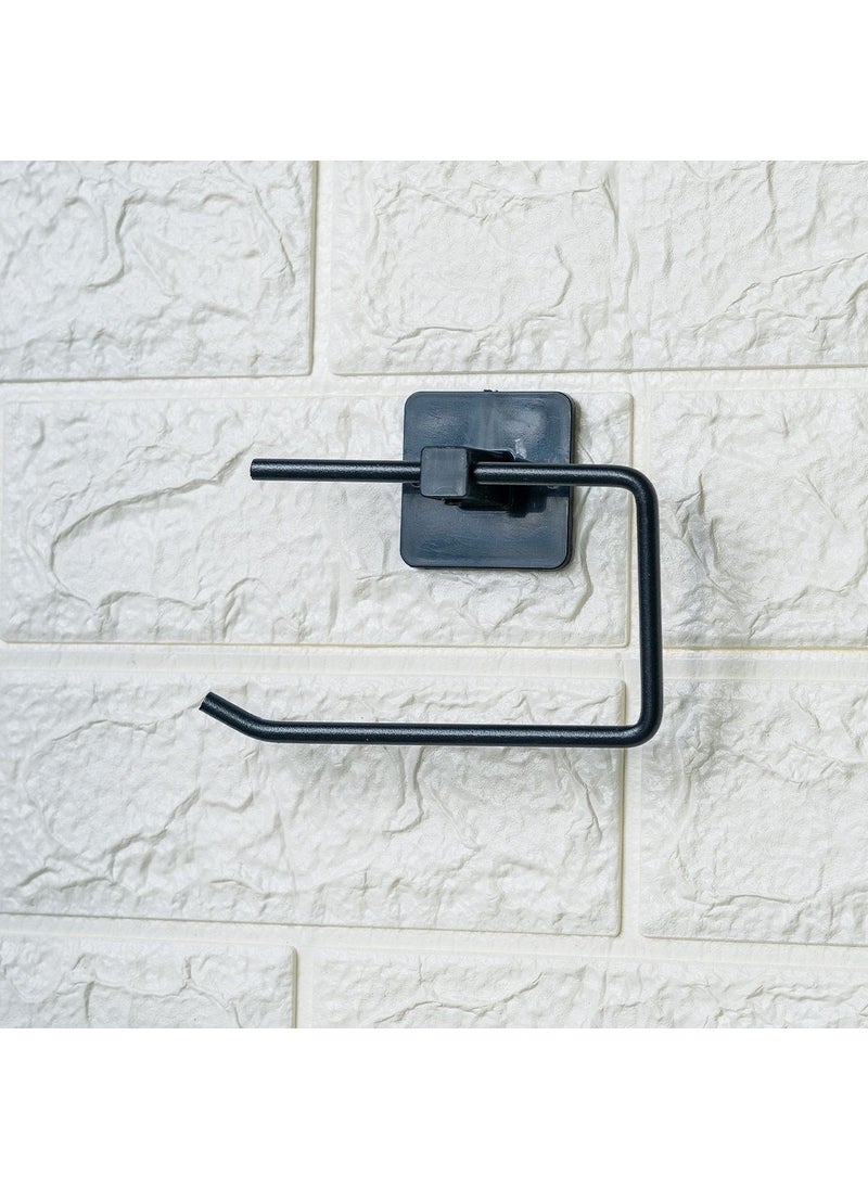 Buffer - Self-Adhesive Black Stainless Metal Toilet Paper Holder Without Cover - Image 1