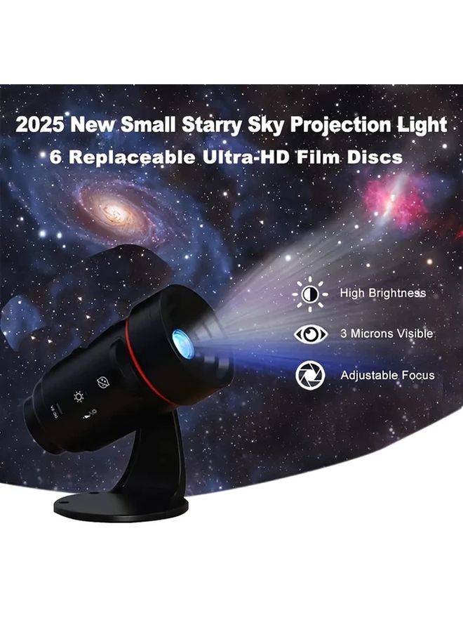 Black Star Projector 6 Film Discs Adjustable Brightness 360 Rotation USB Powered - Image 2