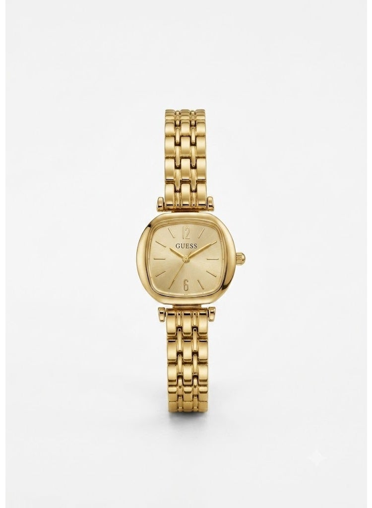 Guess Women's Gold-Tone Cushion-Square Dial Stainless Steel Dress Watch