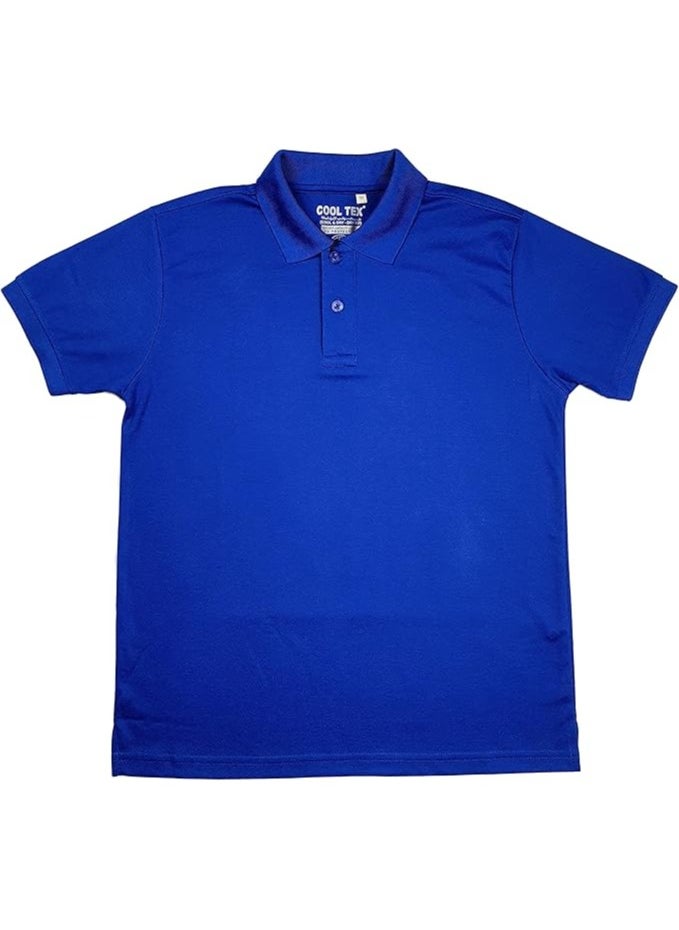 COOL TEX Cooltex Unisex Cotton Polyester Plain Royal Blue Polo T-Shirts Cool Dry-Fit Material Short Sleeves Soft and Comfortable  - Image 1