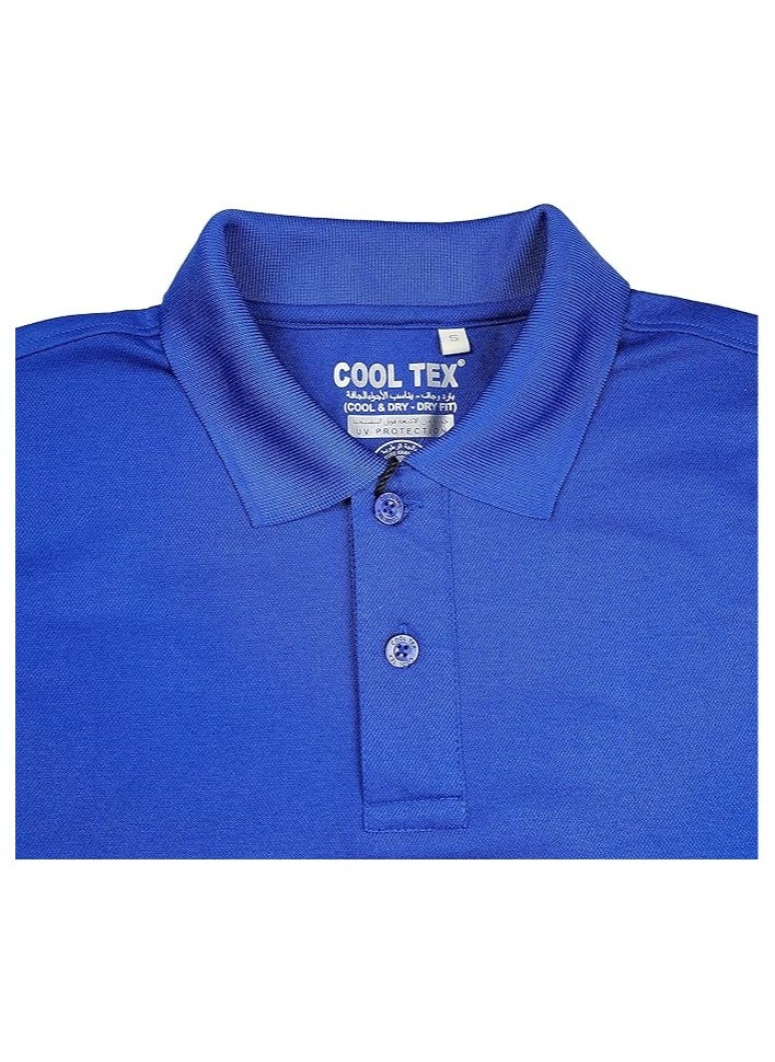 COOL TEX Cooltex Unisex Cotton Polyester Plain Royal Blue Polo T-Shirts Cool Dry-Fit Material Short Sleeves Soft and Comfortable  - Image 4