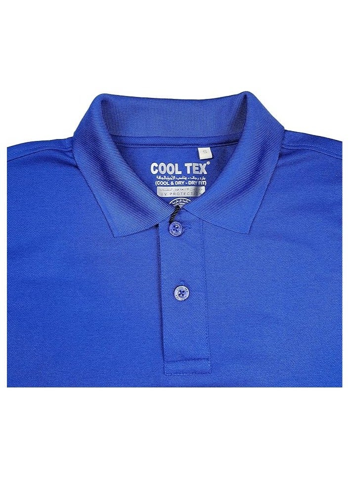 COOL TEX Cooltex Unisex Cotton Polyester Plain Royal Blue Polo T-Shirts Cool Dry-Fit Material Short Sleeves Soft and Comfortable - Image 5