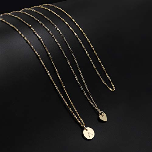 Aisansty Layered Gold Heart Initial Necklaces for Women Gold Plated Handmade Dainty Tiny Heart Personalized Letter Coin Pendant Adjustable Layering Chain Choker Necklaces,A Necklace - Image 5