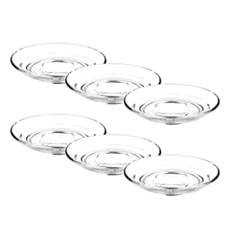 SHG ENTERPRISE SHG ENTERPRISE Crystal Clear Glass Saucer Set of 6 Glass Saucers Set Without Cup Glass Saucer Plate for Serving Tea Coffee Snacks  - Image 1