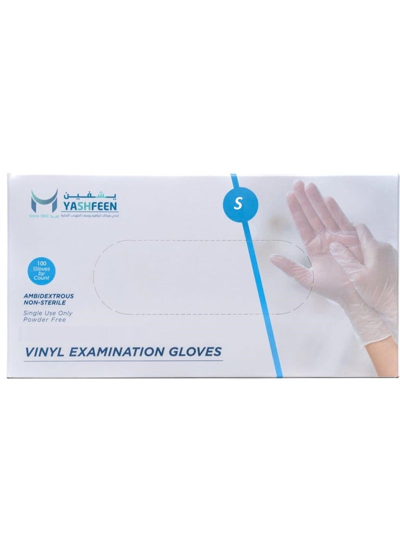 YASHFEEN 100-Piece Disposable Vinyl Gloves Powder Free, Clear Small - Image 1