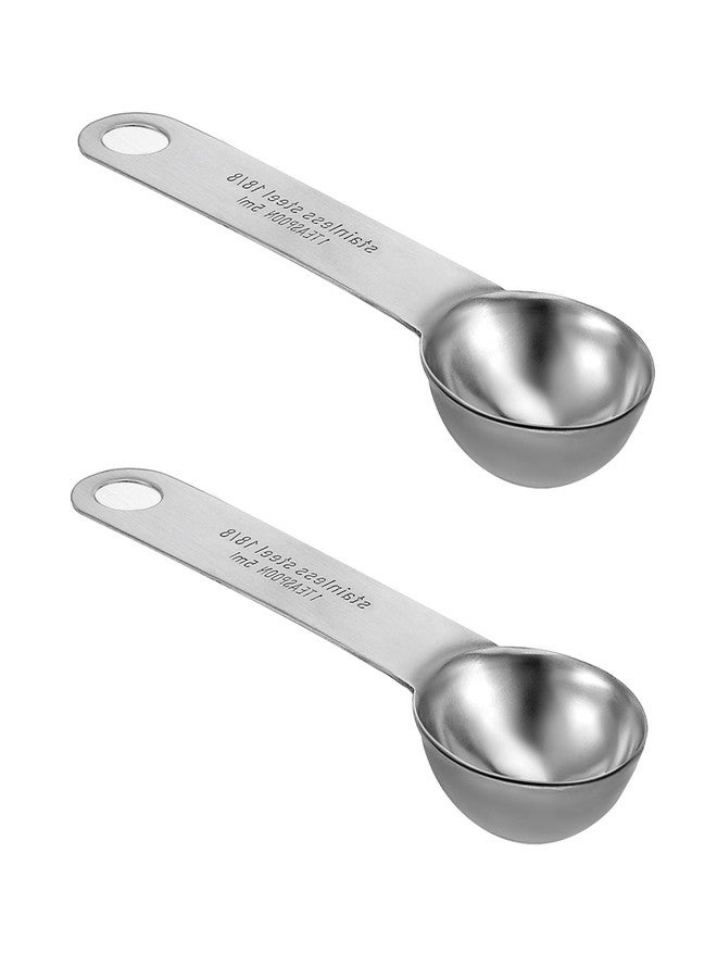 WJIAAA 2pcs 1 Teaspoon(1/3 tbsp | 5 ml | 5 cc | 1/6 oz) Measuring Spoons, 18/8 Food Grade Stainless Steel, Wide Handle Anti-Shake More Corrosion Resistant, Measure Ground Grains Coffee Spices Protein - Image 1