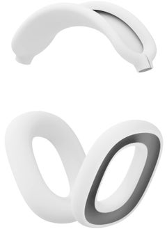 2 In 1 Silicone Case For Air Pods Max Headphones Anti Scratch Ear Pad Case Cover Headband Cover For Air Pods Max Accessories Soft Silicone Skin Protector For Air Pods Max White