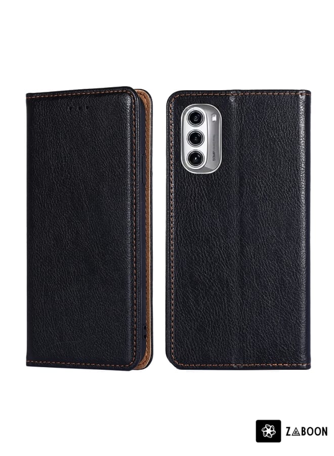 Zaboon Protective Case For Motorola Moto G52j 5G Gloss Oil Solid Color Magnetic Leather - Image 1
