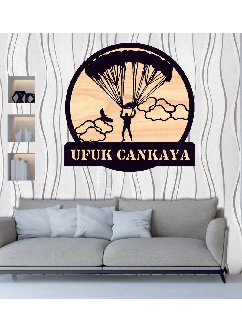 Hediyelikevi Personalized Parachute Themed Wooden Wall Painting 