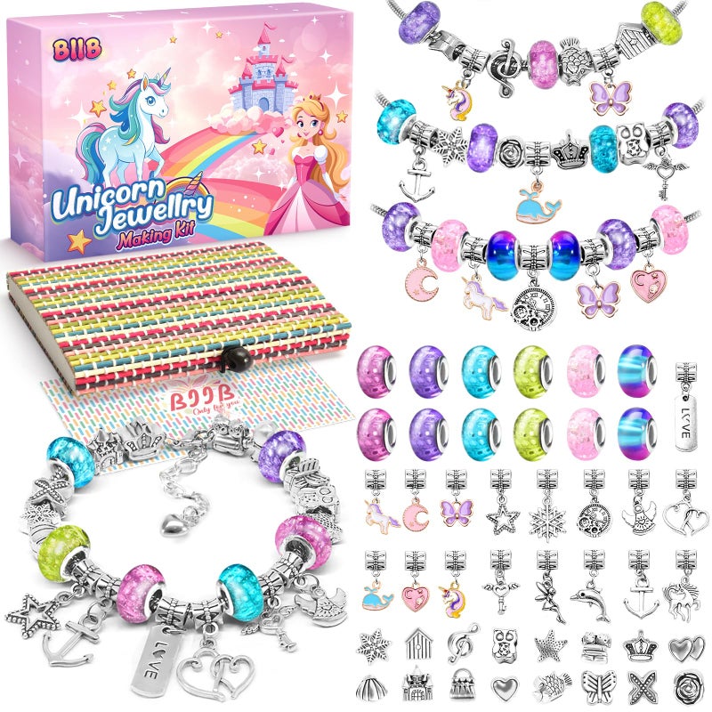BIIB Gift for girls 6 7 8 9 10 11 12 years, gift idea for teenage girls, children's jewellery, girl's bracelet, girl toy, charms creation jewellery, creative kit for children, Christmas gift, birthday - Image 1