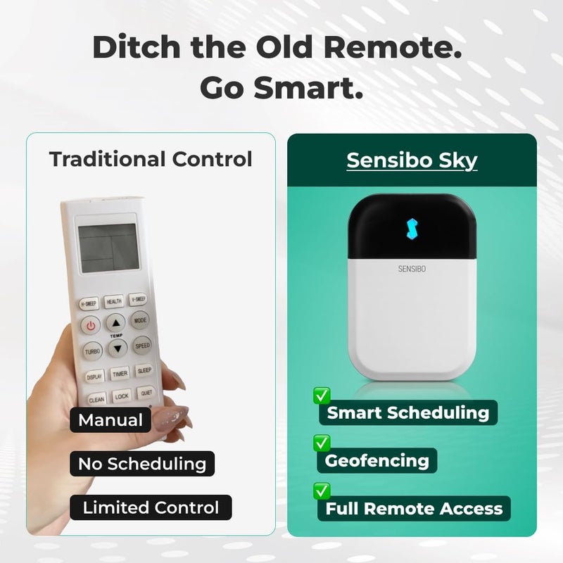 سنسيبو جهاز تحكم مكيف الهواء الذكي Sensibo Sky | يوفر مراقبة درجة الحرارة عبر الوايفاي ويتيح التحكم الذكي في مكيف الهواء | متوافق مع أمازون أليكسا (Amazon Alexa)، جوجل هوم (Google Home)، أيوس (iOS) وأندرويد (Android) | يمكن التحكم في درجة الحرارة من أي مكان. - Image 5