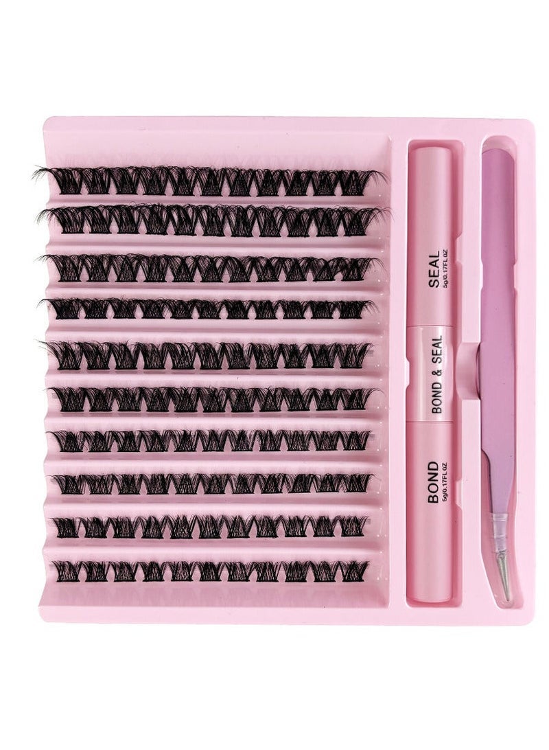 120-Cluster False Eyelashes, Eyelash Adhesive, and Tweezer Set for Easy DIY Eyelash Extensions (8-16mm) - Image 2