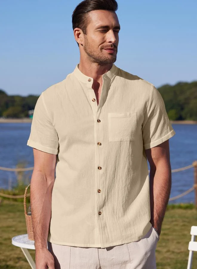 Take Two Take Two Solid Short Sleeve Button Front Pocket Detail Shirt