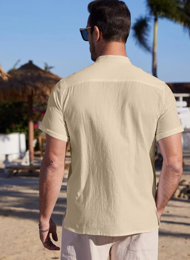 Take Two Take Two Solid Short Sleeve Button Front Pocket Detail Shirt