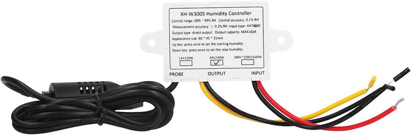 وحدة تحكم رطوبة رقمية مزودة بمستشعر هيغروميتر LED، مفتاح تحكم رطوبة من 0 إلى 99% RH، XH - W3005 لأنظمة 24V، قدرة تحميل 10A، دقة مراقبة رطوبة تصل إلى 0.1% - Image 4