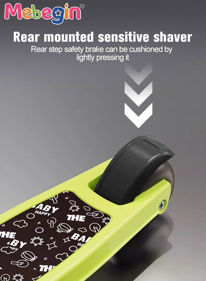 MEBEGIN Foldable 3 Wheel Scooter with Windmill and Car Basket, Non-Slip Scooter with Light and Music, Kids Kick Scooter, Adjustable Height, Extra-wide Deck for Stability, No Installation Required - Image 5