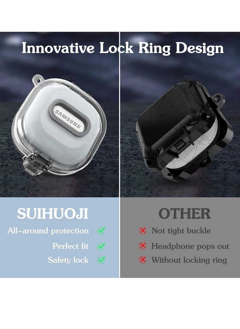 Clear Case with Lock for Samsung Galaxy Buds 2 Case/Galaxy Buds Pro 2 Case/Galaxy Buds Live Case/Galaxy Buds Pro Case with Lanyard/Keychain Accessories, Hard Clear Case Protector Shell Cover  - Image 5