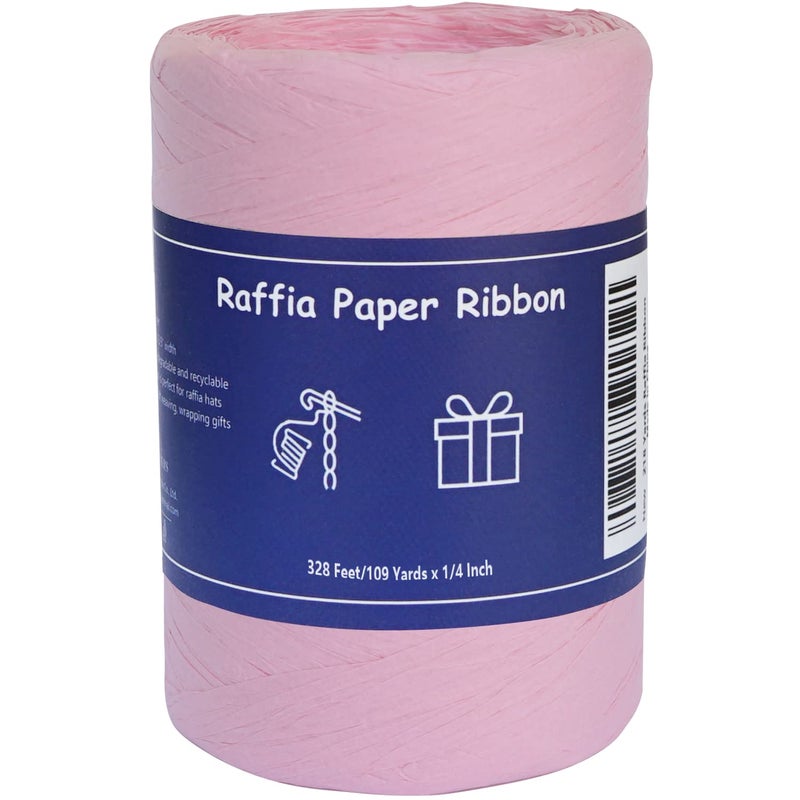 HAMUIERS Raffia Ribbon for Gift Wrapping and Packing  14 Wide 109 Yards Pink