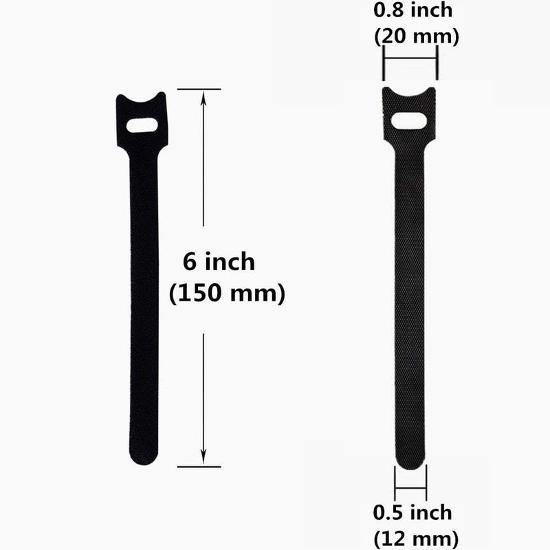 شواي ربطات كابلات قابلة لإعادة الاستخدام، 50 قطعة، لون أسود، قماش، خطاف وحلقة، مثالية لتنظيم الأسلاك وإدارة الأسلاك - Image 3