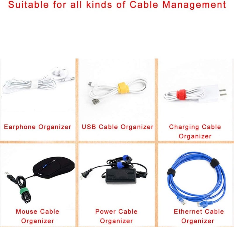 شواي ربطات كابلات قابلة لإعادة الاستخدام، 50 قطعة، لون أسود، قماش، خطاف وحلقة، مثالية لتنظيم الأسلاك وإدارة الأسلاك - Image 5