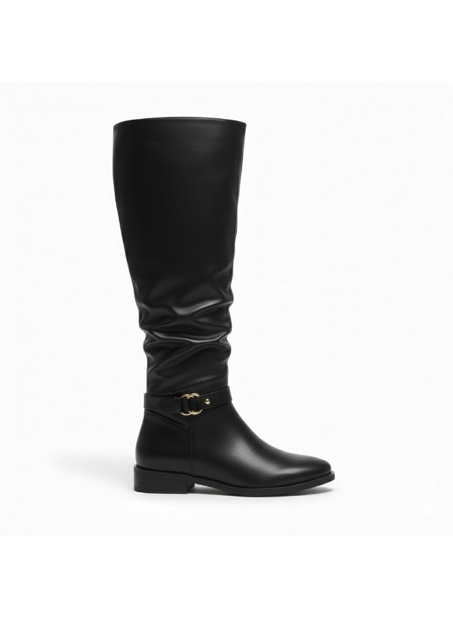 لايف ستيلاش  حذاء طويل من الجلد المريح LB-43 - أسود - Image 3