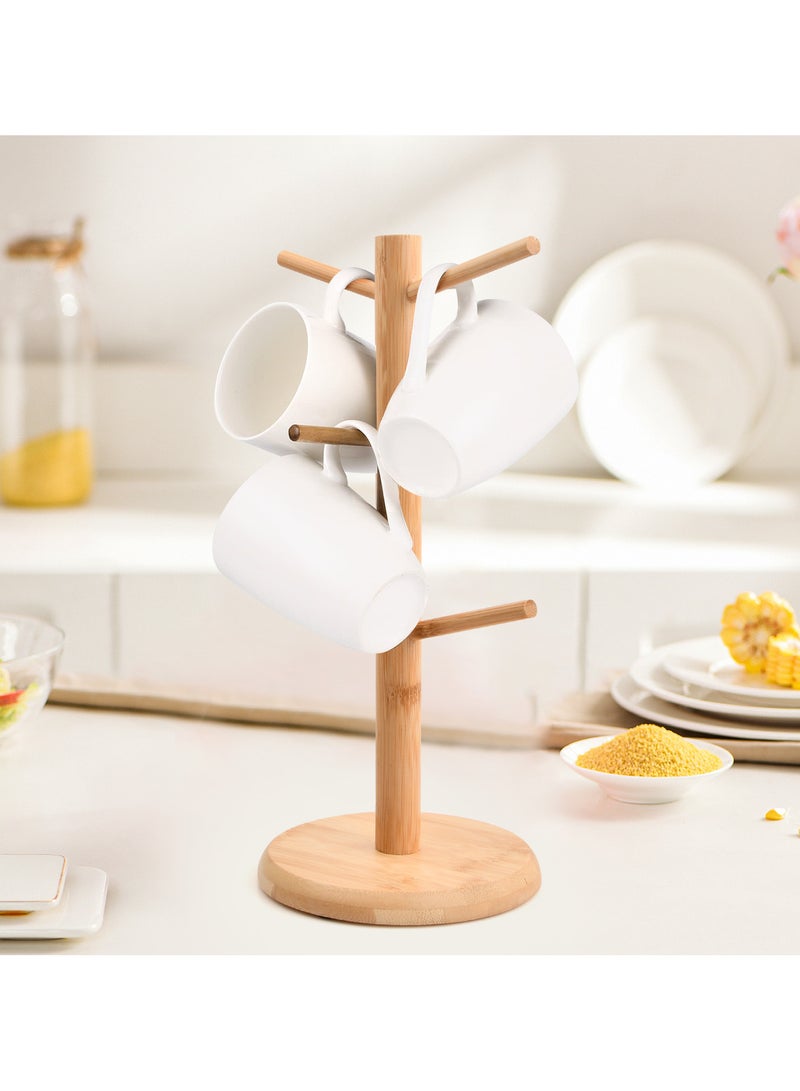 Bamboo Mug Holder with 6 Hooks, Cup Storage Rack for Drying and Organizing Cups, 16 x 34.5cm  - Image 2