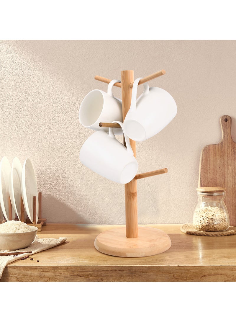 Bamboo Mug Holder with 6 Hooks, Cup Storage Rack for Drying and Organizing Cups, 16 x 34.5cm  - Image 5