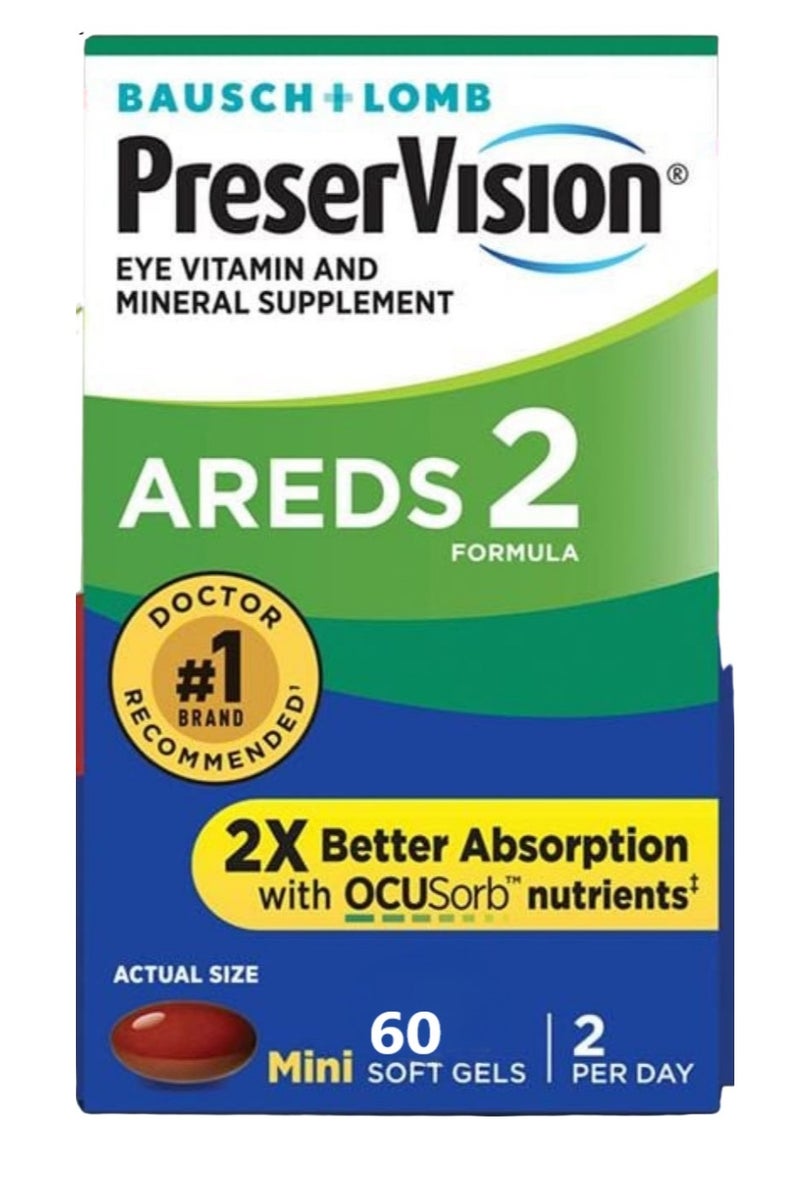 Bausch + Lomb PreserVision AREDS Eye Vitamin & Mineral Supplement, with Lutein, Vitamin C, Zeaxanthin, Zinc, and Vitamin E, 60 Softgel Capsules - Image 2