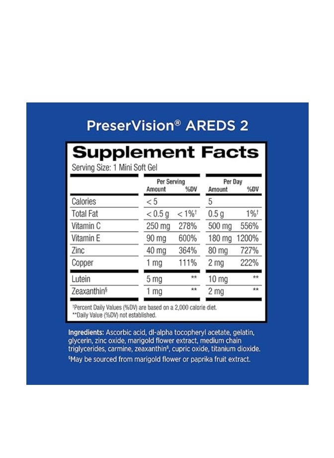 Bausch + Lomb PreserVision AREDS Eye Vitamin & Mineral Supplement, with Lutein, Vitamin C, Zeaxanthin, Zinc, and Vitamin E, 60 Softgel Capsules  - Image 4