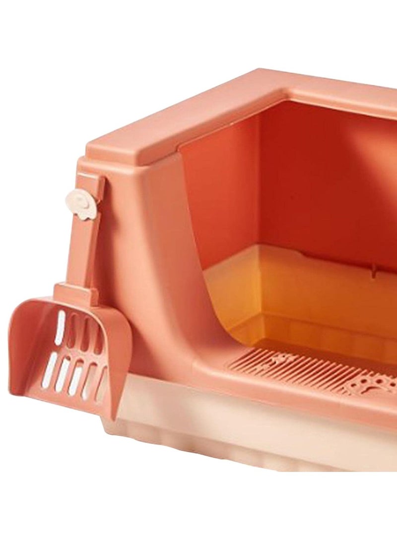 Cat Litter Box Litter Tray Bottom Detachable Semi Enclosed with Scoop Polished Interior Easy to Clean for Small Pets Leakproof Sturdy - Image 3