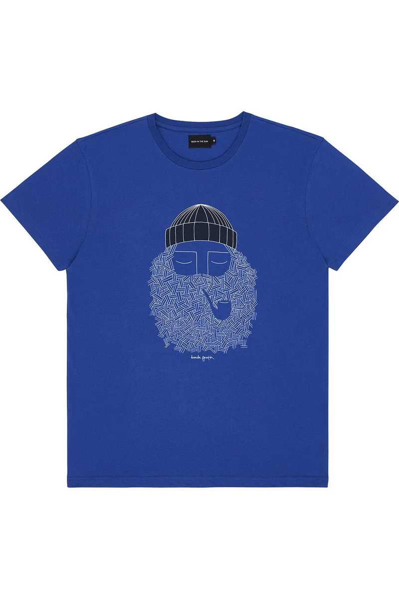 Bask in the Sun Fisherman Indigo T-Shirt 100% Organic Cotton